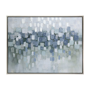 English Elm 47.2X35.4X1.5" Elegant Gray And Silver Abstract Landscape Oil Painting In Framed Modern Style W2078P313334