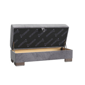 English Elm PrimeNest NimbusFlow Upholstered Ottoman with Storage and Click-Clack Tech, Microfiber Comfort 52" Gray B030P280963