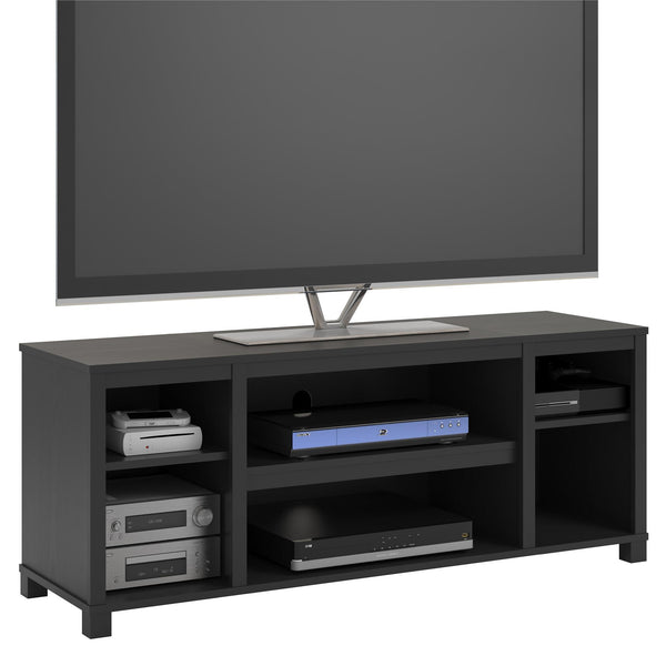 English Elm Parsons TV Stand for TVs up to 50" with ample open shelving, cord management, modern oak finish Black B2733P384489