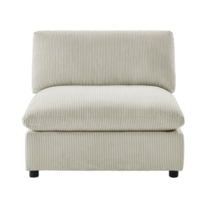 English Elm Chelsea Armless Chair - Soft Beige Corduroy, Modern Design, Plush Comfort For Small Spaces B050P401998