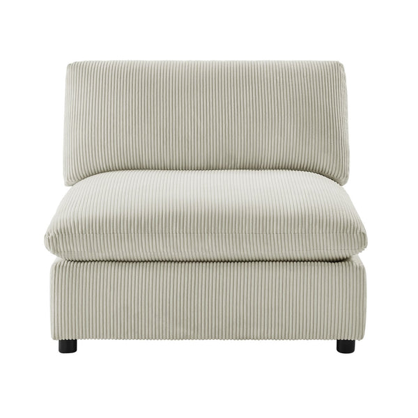 English Elm Chelsea Armless Chair - Soft Beige Corduroy, Modern Design, Plush Comfort For Small Spaces B050P401998