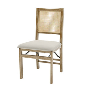 English Elm Scandinavian Solid Wood Dining Chairs with Woven Rattan Back Cushioned Seat Set of 2 W395P317025