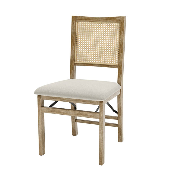 English Elm Scandinavian Solid Wood Dining Chairs with Woven Rattan Back Cushioned Seat Set of 2 W395P317025