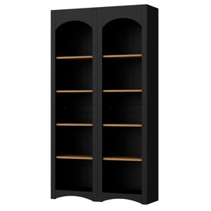 English Elm On-Trend Free Standing 5 Tier Bookshelves Set Of 2 - Rustic Two-Tone Storage Cabinet For Any Room N721P245734B