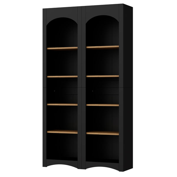 English Elm On-Trend Free Standing 5 Tier Bookshelves Set Of 2 - Rustic Two-Tone Storage Cabinet For Any Room N721P245734B