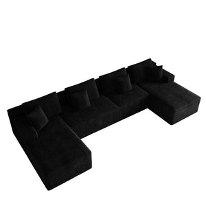 English Elm 153.5*68.9"modular Seven Piece Corduroy Sectional Sofa with Reversible Chaise for Any Room W3819S00152
