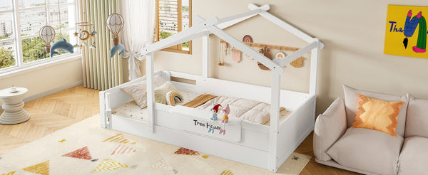 English Elm Twin Low Loft Bed Solid Pine Frame with Built-in Led Lighting and Storage Shelves Light White W1580P396330