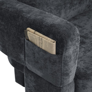 English Elm Modern Chenille 3-Leg Dining Chair with Ergonomic Arms and Removable Pillow, Supportive Comfy Accent Seating for Small Spaces Grey 31.5 L x 27.76 W x 15.16 H W1716P280599