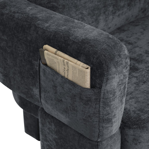 English Elm Modern Chenille 3-Leg Dining Chair with Ergonomic Arms and Removable Pillow, Supportive Comfy Accent Seating for Small Spaces Grey 31.5 L x 27.76 W x 15.16 H W1716P280599