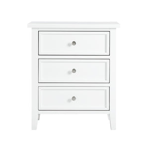 English Elm Luca 3-Drawer Nightstand with Dovetail Drawers and Metal Glides, Tapered Legs, No Assembly Required White B050P376948