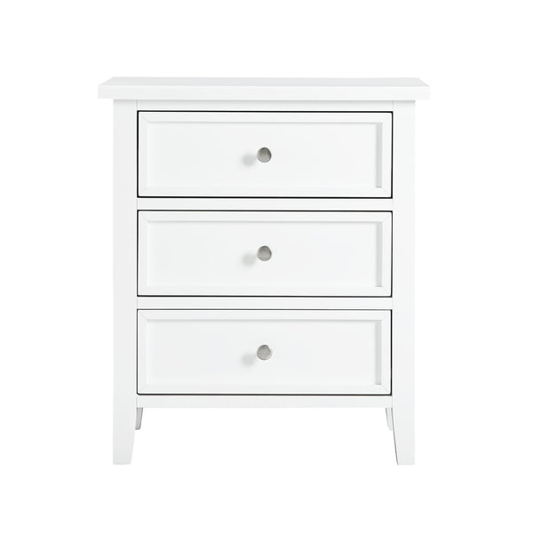 English Elm Luca 3-Drawer Nightstand with Dovetail Drawers and Metal Glides, Tapered Legs, No Assembly Required White B050P376948