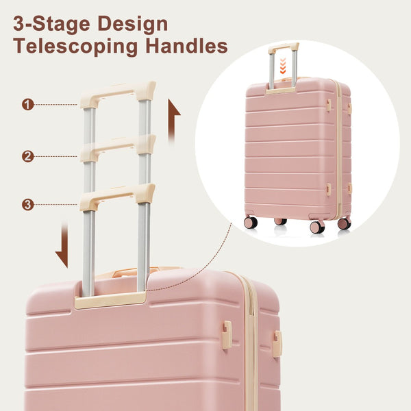 English Elm Premium Abs Hardshell 3 Piece Suitcase Set with Tsa Locks and Spinner Wheels Pink N726P296022S