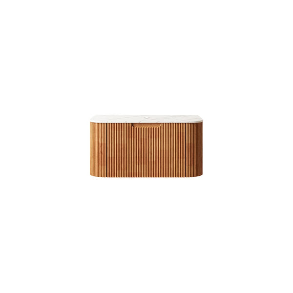 English Elm Lede Floating Bathroom Vanity Woodgrain Shelf with White Acrylic Vessel Basin Modern W2615P210238