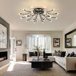 English Elm 18-light Matte Black Rectangular Chandelier Seeded Glass Farmhouse Dining Room Fixture W5008P466524