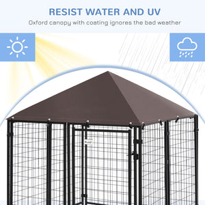 English Elm Pawhut Walk-in Steel Wire Dog Kennel Outdoor Enclosure with Uv Canopy Cover W2225P173781