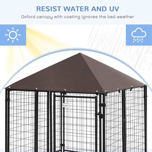 English Elm Pawhut Walk-in Steel Wire Dog Kennel Outdoor Enclosure with Uv Canopy Cover W2225P173781