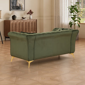 English Elm 102 Inch Linen Modular Sectional Sofa with Hidden Storage and Cloud Cushion Comfort Green W1099S00175