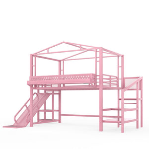 English Elm Twin Metal Loft Bed with Built-in Wardrobe Storage Stairs Led Lights and Usb Ports W5316S00048