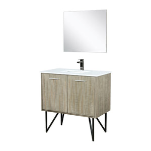 English Elm Rustic Acacia Bath Vanity Set With Cultured Marble Top, Gun Metal Faucet & Matching 28" Mirror B2731S02093-GIGA