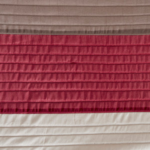 JLA Home Madison Park - Faux Silk Dupioni Shower Curtain with Pintuck Color‑Block Panels, Lightweight Hotel-Quality Elegance Red MP70-221