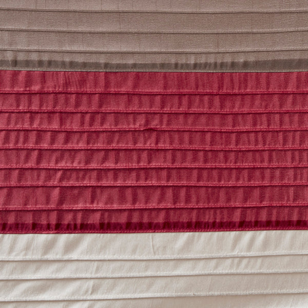 JLA Home Madison Park - Faux Silk Dupioni Shower Curtain with Pintuck Color‑Block Panels, Lightweight Hotel-Quality Elegance Red MP70-221