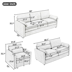 English Elm 101.2" Modular Chenille Sectional Sofa with Tufted Cushions and Deep Seating for Living Room Light Grey N719S001923R