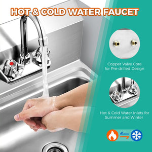 English Elm 17" Stainless Steel Wall Mounted Hand Sink Nsf Certified for Commercial Kitchens W3629P365489