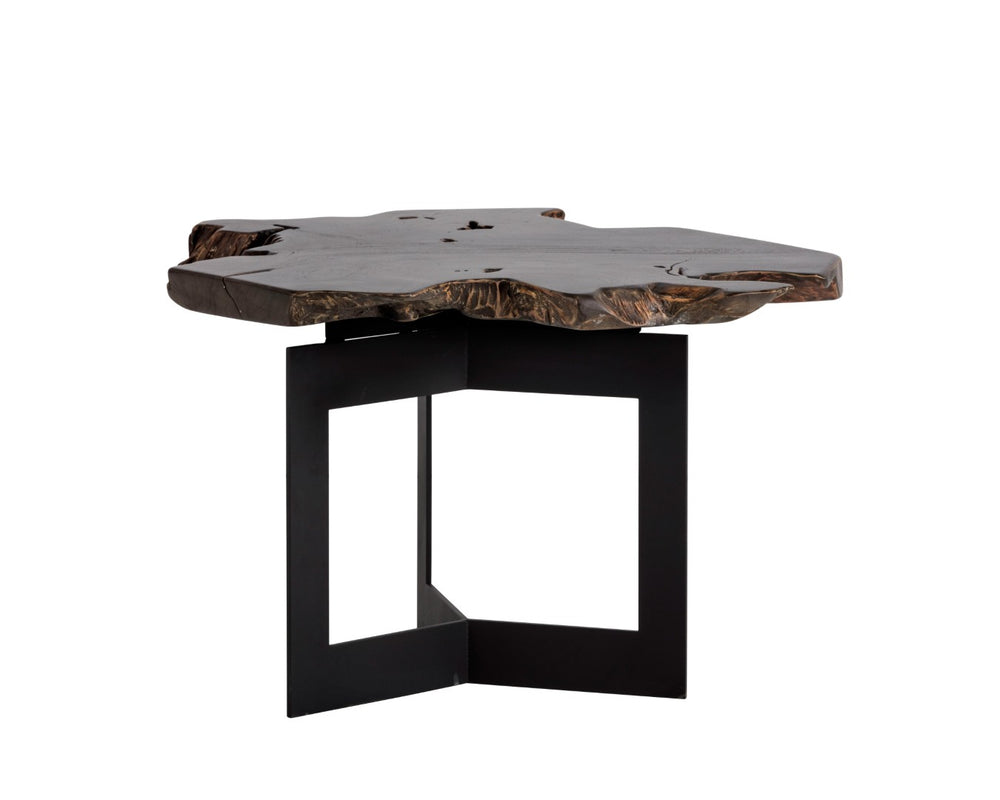 Sunpan WYATT Side Table - Handcrafted Solid Teak Root with Black Steel Frame for Unique Living Spaces 102223