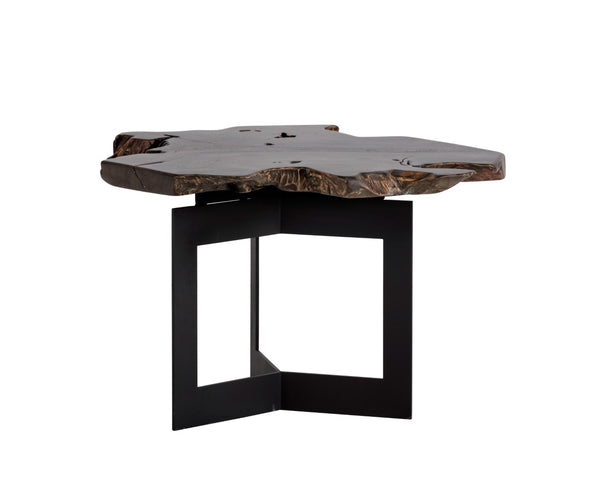 Sunpan WYATT Side Table - Handcrafted Solid Teak Root with Black Steel Frame for Unique Living Spaces 102223