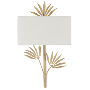 Calliope Nature-Inspired Coco Cream Wall Sconce with Elegant White Shade, Artisan Crafted Design