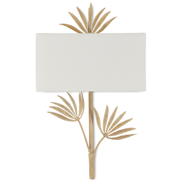 Calliope Nature-Inspired Coco Cream Wall Sconce with Elegant White Shade, Artisan Crafted Design