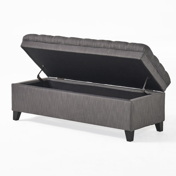 English Elm Christopher Knight Home® - Juliana Storage Ottoman – Versatile Gray Fabric Seating & Organizer For Modern Living Spaces 57741.00GAY