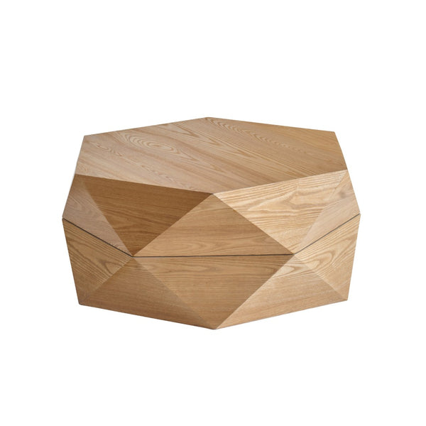 English Elm 36.61'' Polygon Flip Top Coffee Table Wood Veneer Hidden Storage Retro Living Room W757P347495