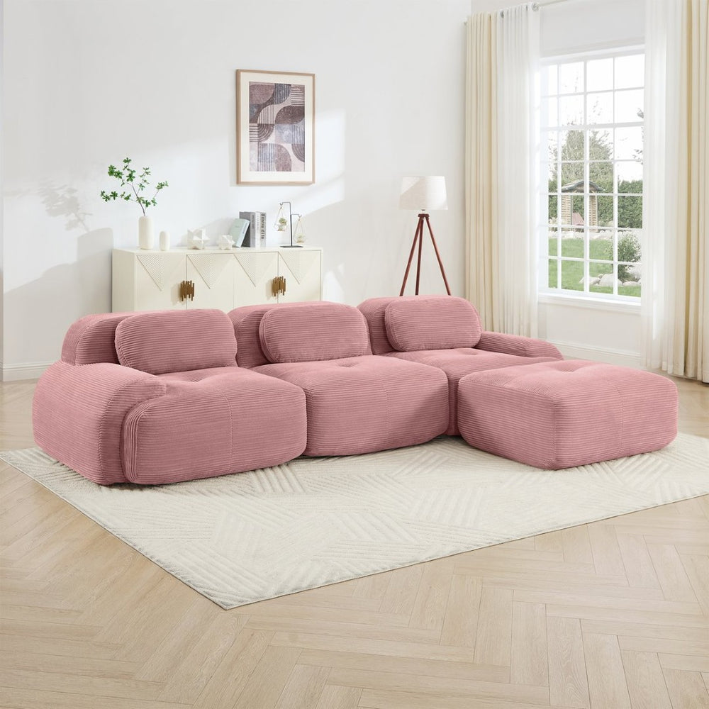English Elm L-shaped Modular Corduroy Sectional Sofa Ergonomic No Assembly Pet Friendly Living Room W714S01407