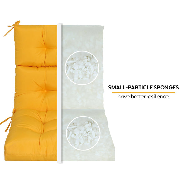English Elm 2 Pcs Set High Back Patio Chair Cushions Tufted Outdoor Reversible 44x22x4 Waterproof Comfort Yellow W419P287332