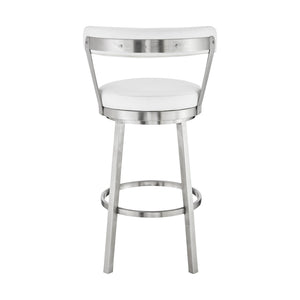 English Elm Bryant Swivel Barstool Faux Leather Seat Stainless Steel Frame for Kitchen Islands B2736P464886