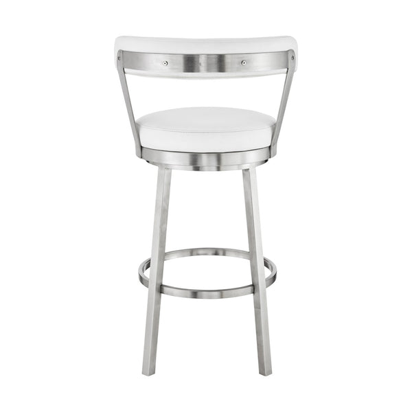 English Elm Bryant Swivel Barstool Faux Leather Seat Stainless Steel Frame for Kitchen Islands B2736P464886