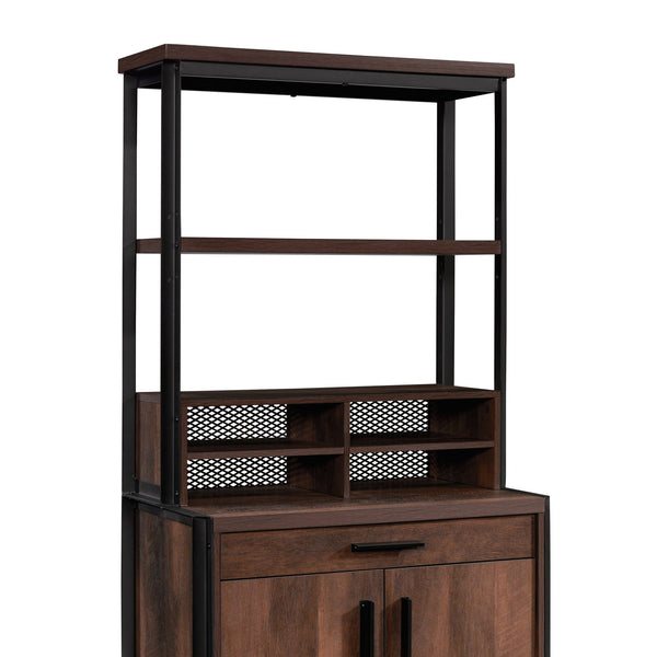 English Elm Library Hutch – Modern Rustic Brown Display Unit With Open Shelving & Adjustable Storage For Home Spaces B356P367919