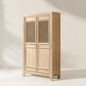 English Elm Rowan Reclaimed Pine Two Door Accent Cabinet with Carved Handles Rustic Storage B2719P474441