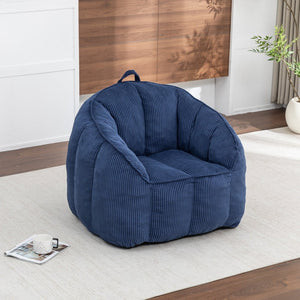 English Elm Giant Corduroy Bean Bag with Armrests Shredded Foam Lounge Chair for Living Room Dark Blue W2200P442629