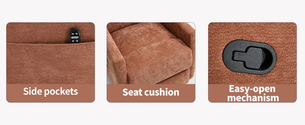 English Elm Heat Massage Swivel Rocker Recliner with 8 Nodes Vibration for Living Room Comfort W3224P322247