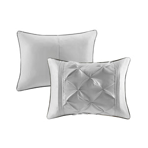 English Elm 7-piece King Tufted Pleated Comforter Set with Shams Bed Skirt Decorative Pillows B035P463170
