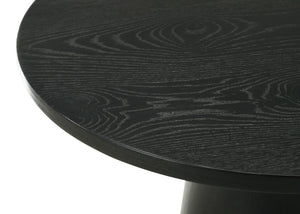 English Elm Jacopo Round Pedestal Console Table Sculptural Ebony Wood Grain Entryway Accent B2749S00216