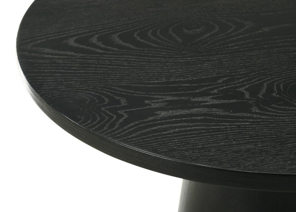 English Elm Jacopo Round Pedestal Console Table Sculptural Ebony Wood Grain Entryway Accent B2749S00216