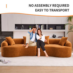 English Elm Compression Compression Sponge Sofa Curved Modular Sectional with 30D High-Density Chenille Sleeper for Cozy Apartment Living Room Comfort and Safe Rounded Design Orange W2231S00015