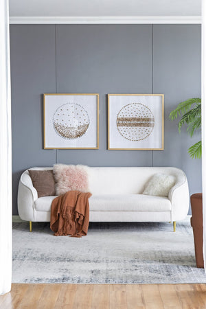 English Elm 27.6x27.6" Carina Shadow Box Wall Décor Set of 2 — Modern Silver Stone Circle Accent for Living Room Elegance W2078P390192