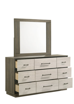 English Elm Gem 9-Drawer Contemporary Dresser In Two-Tone Beige & Brown - Stylish Storage Solution For Bedrooms B009P254153