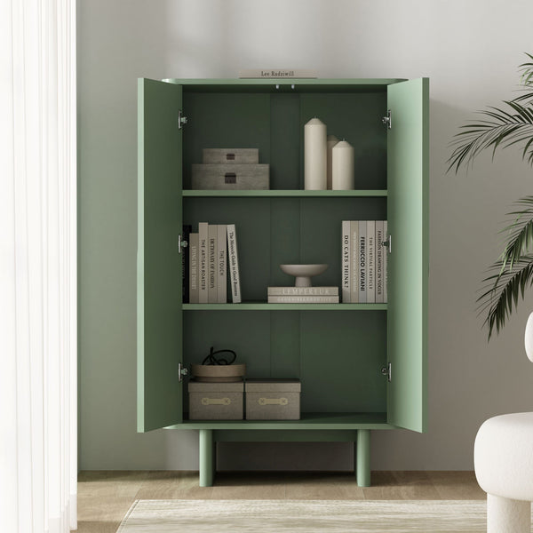 English Elm Ella 32" Accent Cabinet with Soft-Close Doors, Adjustable Shelves, Rounded Edges & Sled Legs Sage Green B365S00007