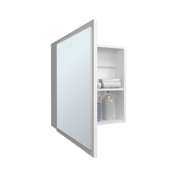 English Elm Duma Mirrored Medicine Cabinet 21.1" H x 19.7" W with Four Adjustable Shelves, Towel Rack & Easy Mounting White 27.2 L x 24.9 W x 4.4 H B200P240246