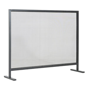 English Elm Regina Single Panel Iron Fireplace Screen Fine Mesh Hearth Guard in Matte Black N775P386918B